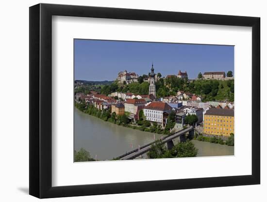 Salzach River and Old Town with Castle, Burghausen, Upper Bavaria, Bavaria, Germany, Europe-Hans-Peter Merten-Framed Photographic Print