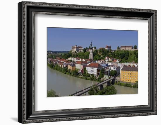 Salzach River and Old Town with Castle, Burghausen, Upper Bavaria, Bavaria, Germany, Europe-Hans-Peter Merten-Framed Photographic Print