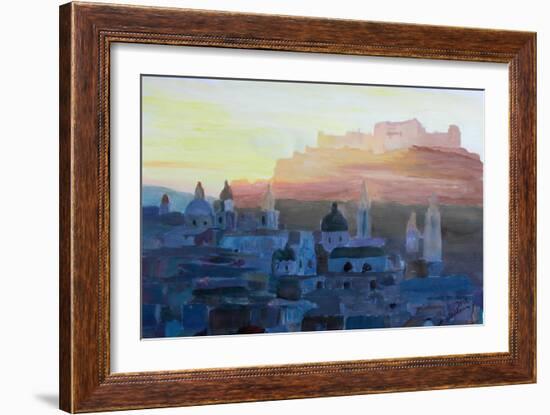 Salzburg at Dusk-Markus Bleichner-Framed Art Print