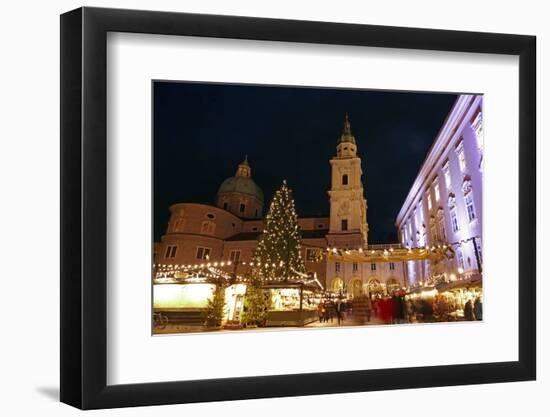 Salzburg Cathedral and Chrismas Market at Residenzplatz Square, Salzburg, Austria, Europe-Hans-Peter Merten-Framed Photographic Print