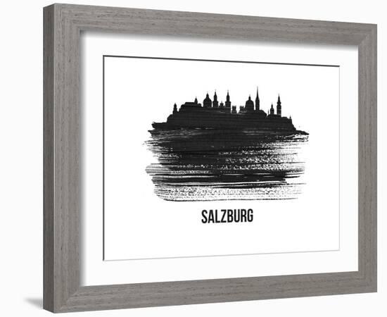 Salzburg Skyline Brush Stroke - Black II-NaxArt-Framed Art Print