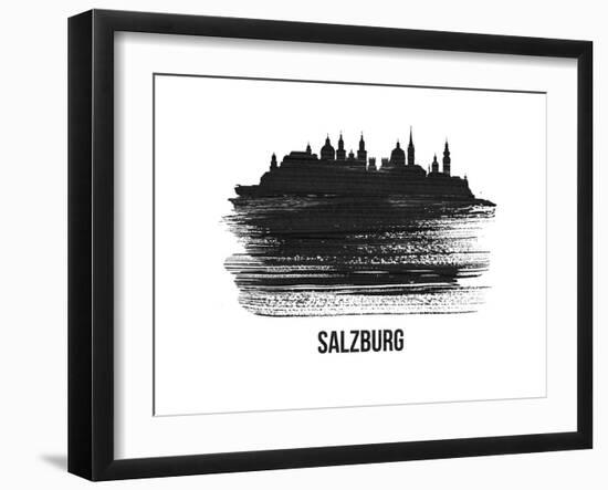 Salzburg Skyline Brush Stroke - Black II-NaxArt-Framed Art Print