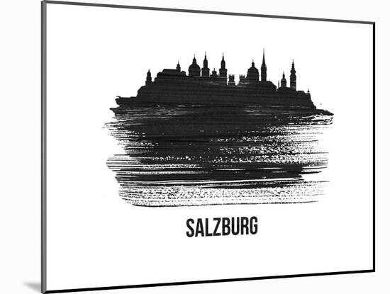 Salzburg Skyline Brush Stroke - Black II-NaxArt-Mounted Art Print