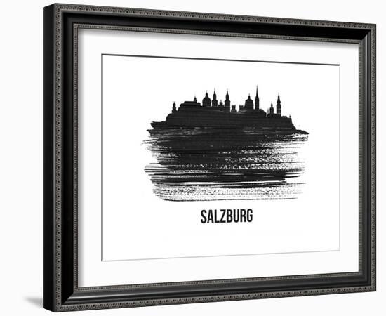 Salzburg Skyline Brush Stroke - Black II-NaxArt-Framed Art Print