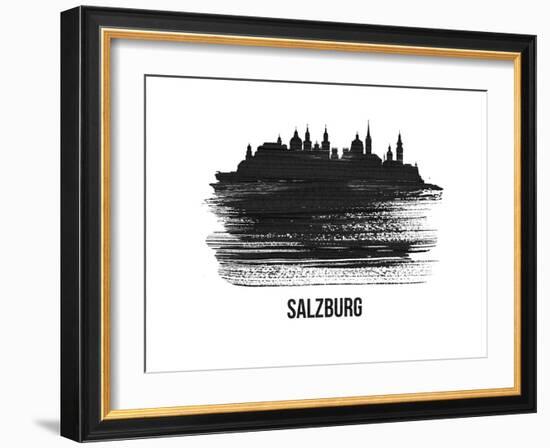 Salzburg Skyline Brush Stroke - Black II-NaxArt-Framed Art Print