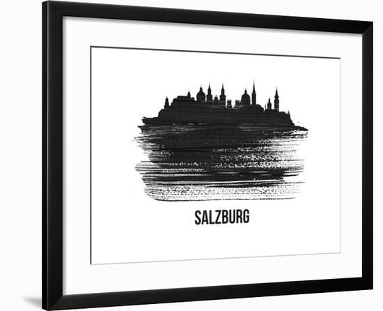 Salzburg Skyline Brush Stroke - Black II-NaxArt-Framed Art Print