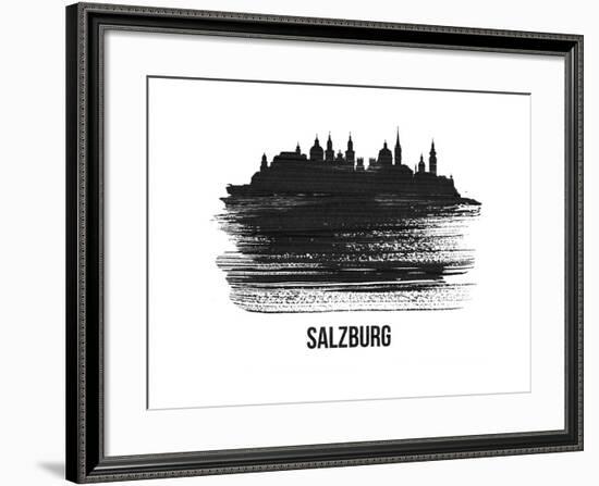 Salzburg Skyline Brush Stroke - Black II-NaxArt-Framed Art Print