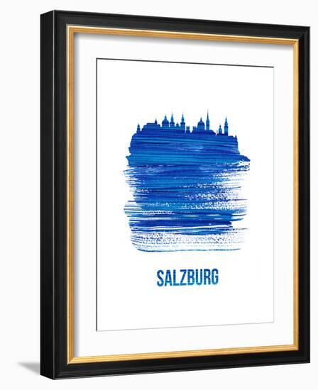 Salzburg Skyline Brush Stroke - Blue-NaxArt-Framed Art Print
