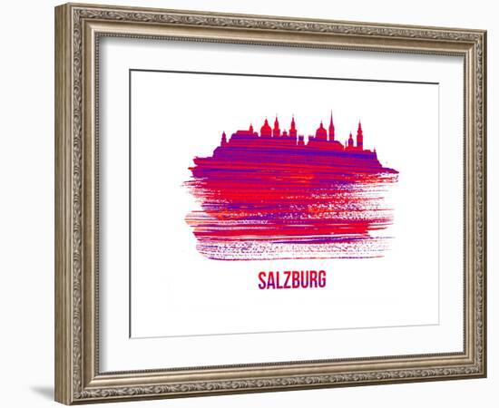 Salzburg Skyline Brush Stroke - Red-NaxArt-Framed Art Print