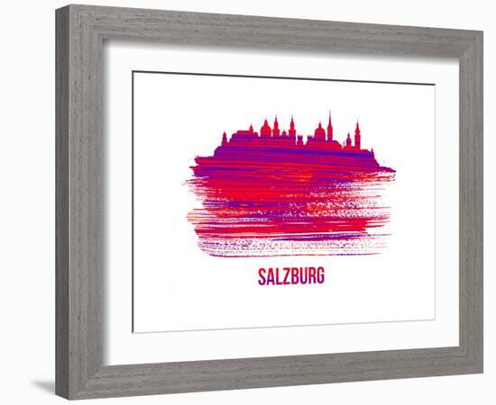 Salzburg Skyline Brush Stroke - Red-NaxArt-Framed Art Print