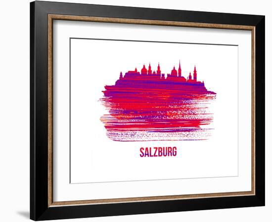 Salzburg Skyline Brush Stroke - Red-NaxArt-Framed Art Print