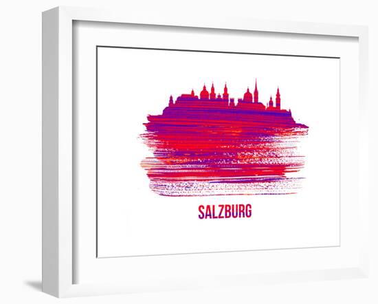 Salzburg Skyline Brush Stroke - Red-NaxArt-Framed Art Print