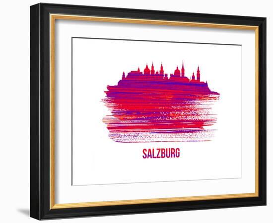 Salzburg Skyline Brush Stroke - Red-NaxArt-Framed Art Print