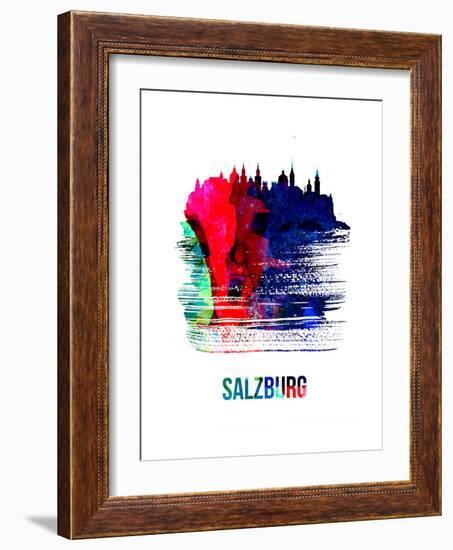 Salzburg Skyline Brush Stroke - Watercolor-NaxArt-Framed Art Print