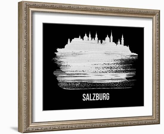 Salzburg Skyline Brush Stroke - White-NaxArt-Framed Art Print