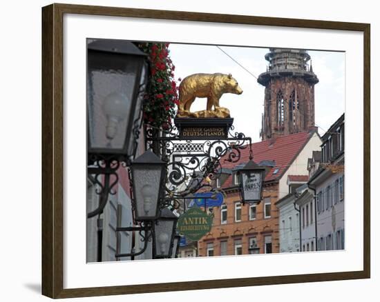 Salzstravue and Minster, Old Town, Freiburg, Baden-Wurttemberg, Germany, Europe-Hans Peter Merten-Framed Photographic Print