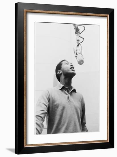 Sam Cooke, Singing into Microphone 1964, the Year of His Mysterious and Untimely Death-null-Framed Art Print