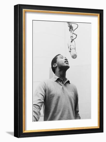 Sam Cooke, Singing into Microphone 1964, the Year of His Mysterious and Untimely Death-null-Framed Art Print