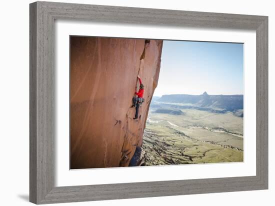 Sam Feuerborn Climbs Hoop Dancer (5.11 X) - A Tower Climb In The Bridger Jacks, Indian Creek, Utah-Dan Holz-Framed Photographic Print