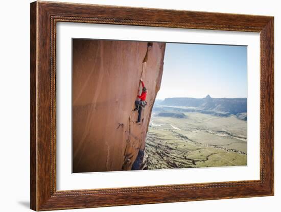 Sam Feuerborn Climbs Hoop Dancer (5.11 X) - A Tower Climb In The Bridger Jacks, Indian Creek, Utah-Dan Holz-Framed Photographic Print