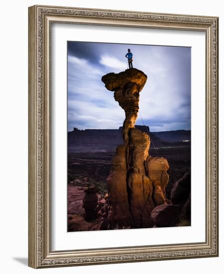 Sam Feuerborn Climbs the Single Pitch Mini-Tower: Cobra 5.11A- Fisher Towers - Moab, Utah ---Dan Holz-Framed Photographic Print