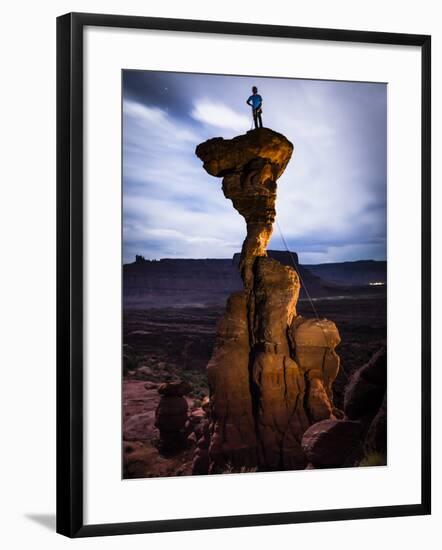 Sam Feuerborn Climbs the Single Pitch Mini-Tower: Cobra 5.11A- Fisher Towers - Moab, Utah ---Dan Holz-Framed Photographic Print