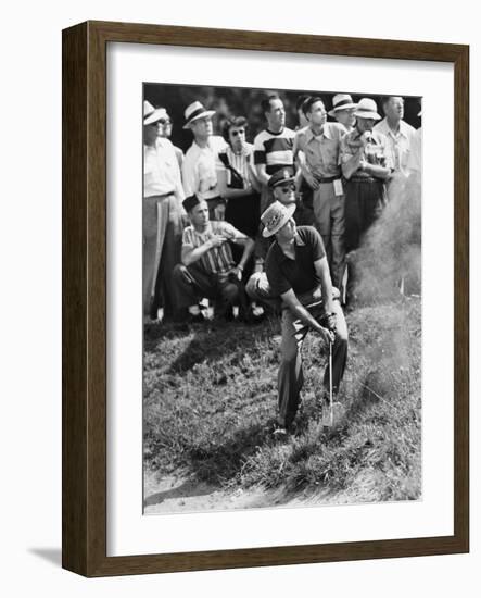 Sam Snead Makes an Iron Shot from the Side of a Sand Trap-null-Framed Photo