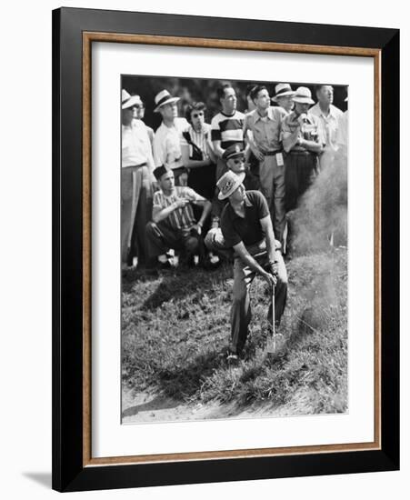 Sam Snead Makes an Iron Shot from the Side of a Sand Trap-null-Framed Photo