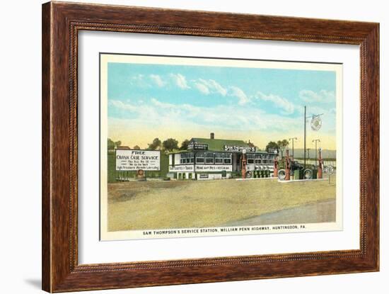 Sam Thompson Service Station, Huntingdon, PA-null-Framed Art Print