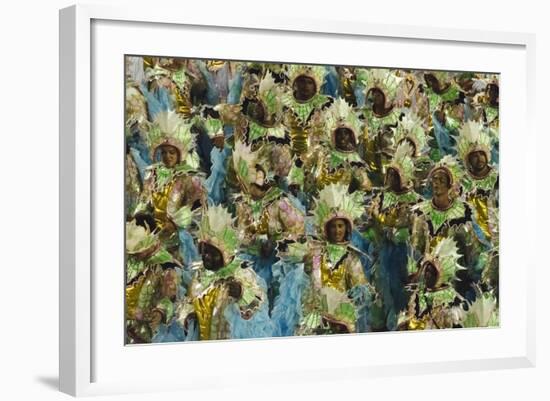 Samba Parade at Sambadrome During Carnival, Rio de Janeiro, Brazil-Keren Su-Framed Photographic Print