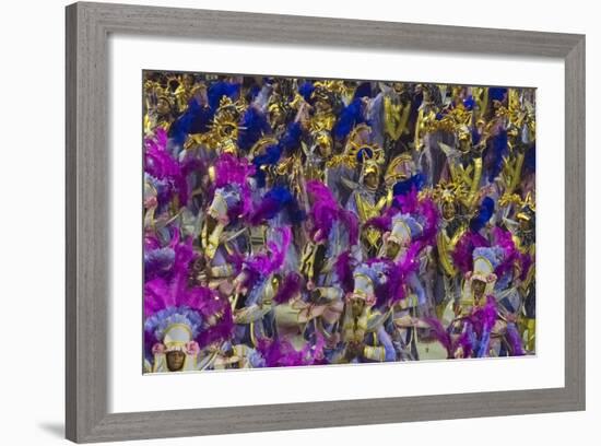 Samba Parade at Sambadrome During Carnival, Rio de Janeiro, Brazil-Keren Su-Framed Photographic Print