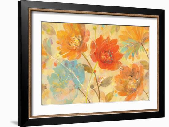 Samba Sq Blue and Aqua Flower-Albena Hristova-Framed Art Print