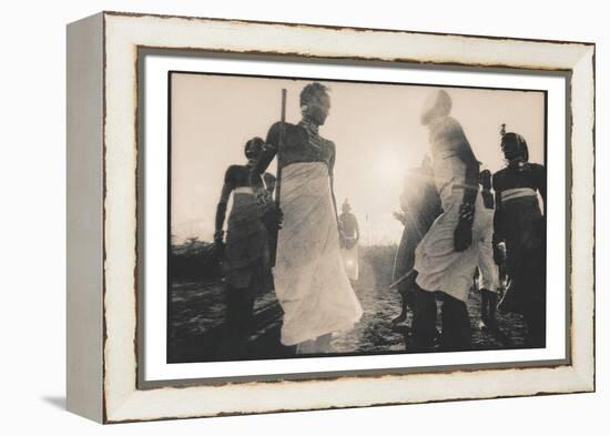 Samburu Dancers Performing Traditional Dance in Kenya-Paul Joynson Hicks-Framed Premier Image Canvas