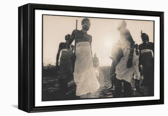 Samburu Dancers Performing Traditional Dance in Kenya-Paul Joynson Hicks-Framed Premier Image Canvas