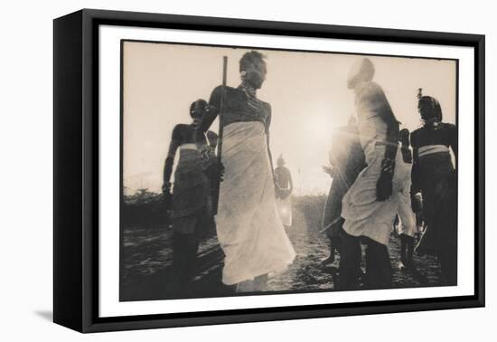 Samburu Dancers Performing Traditional Dance in Kenya-Paul Joynson Hicks-Framed Premier Image Canvas