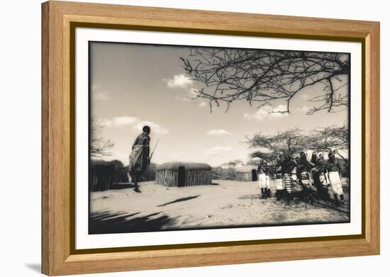 Samburu Dancers Performing Traditional Dance in their Village Boma, Kenya-Paul Joynson Hicks-Framed Premier Image Canvas