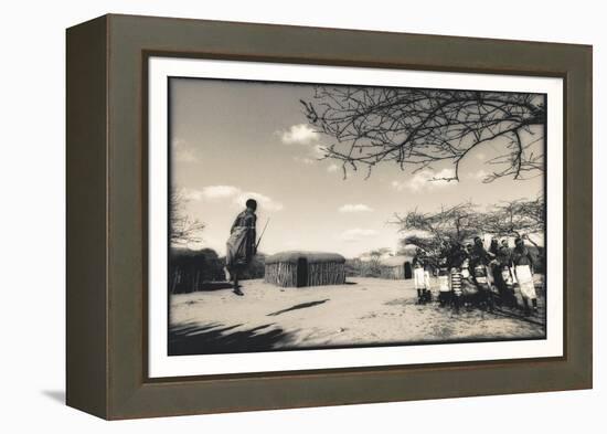 Samburu Dancers Performing Traditional Dance in their Village Boma, Kenya-Paul Joynson Hicks-Framed Premier Image Canvas