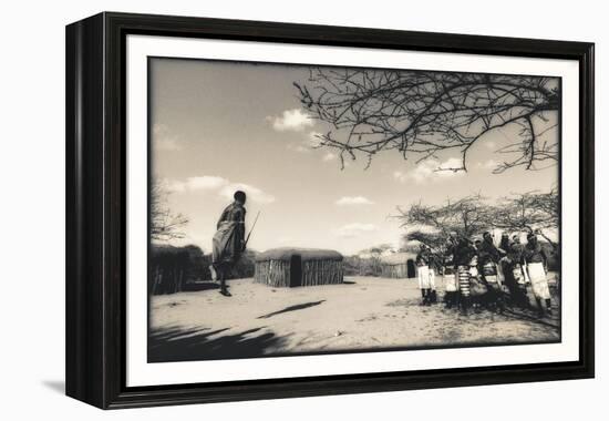 Samburu Dancers Performing Traditional Dance in their Village Boma, Kenya-Paul Joynson Hicks-Framed Premier Image Canvas
