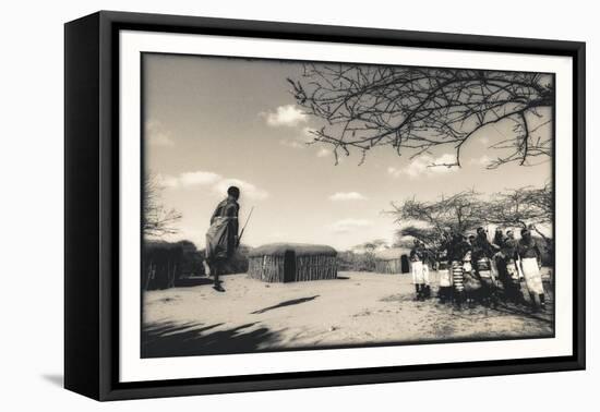 Samburu Dancers Performing Traditional Dance in their Village Boma, Kenya-Paul Joynson Hicks-Framed Premier Image Canvas