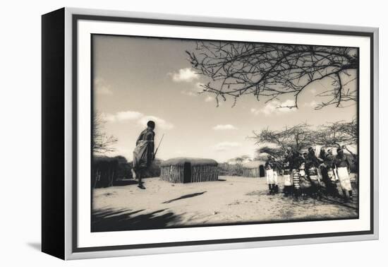 Samburu Dancers Performing Traditional Dance in their Village Boma, Kenya-Paul Joynson Hicks-Framed Premier Image Canvas