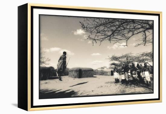 Samburu Dancers Performing Traditional Dance in their Village Boma, Kenya-Paul Joynson Hicks-Framed Premier Image Canvas