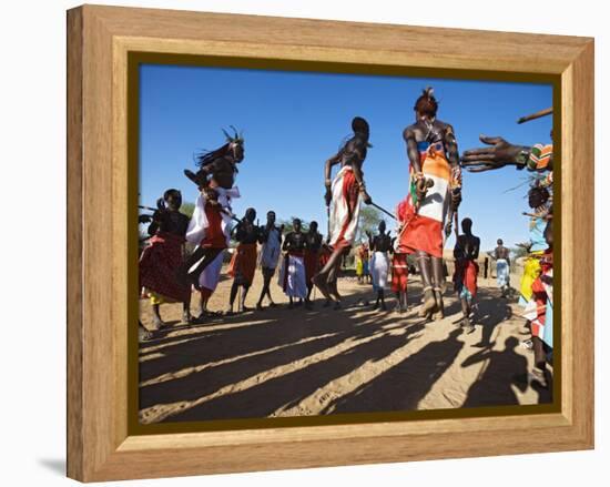 Samburu People Dancing, Laikipia, Kenya-Tony Heald-Framed Premier Image Canvas