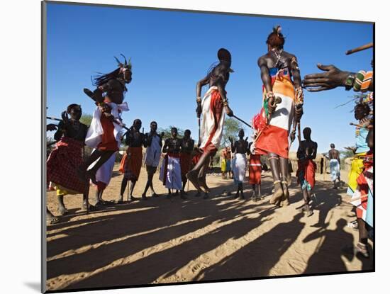 Samburu People Dancing, Laikipia, Kenya-Tony Heald-Mounted Photographic Print