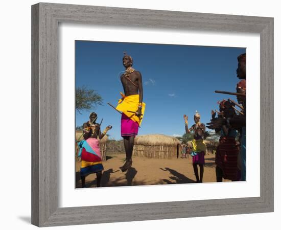 Samburu Tribesmen Performing Traditional Dance, Loisaba Wilderness Conservancy, Laikipia, Kenya-Sergio Pitamitz-Framed Photographic Print