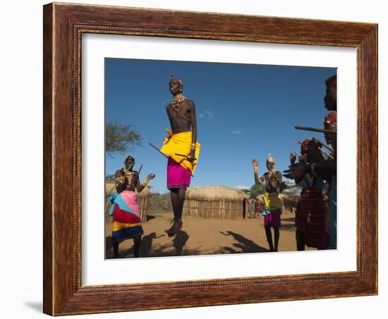 Samburu Tribesmen Performing Traditional Dance, Loisaba Wilderness Conservancy, Laikipia, Kenya-Sergio Pitamitz-Framed Photographic Print