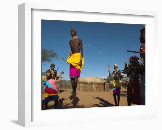 Samburu Tribesmen Performing Traditional Dance, Loisaba Wilderness Conservancy, Laikipia, Kenya-Sergio Pitamitz-Framed Photographic Print