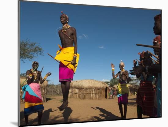 Samburu Tribesmen Performing Traditional Dance, Loisaba Wilderness Conservancy, Laikipia, Kenya-Sergio Pitamitz-Mounted Photographic Print