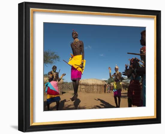 Samburu Tribesmen Performing Traditional Dance, Loisaba Wilderness Conservancy, Laikipia, Kenya-Sergio Pitamitz-Framed Photographic Print