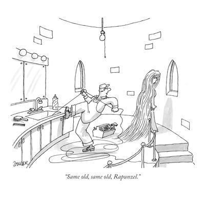 Same old, same old, Rapunzel. - New Yorker Cartoon' Premium Giclee Print - Jack Ziegler Same old, same old, Rapunzel. - New Yorker Cartoon' Premium Giclee Print - Jack Ziegler