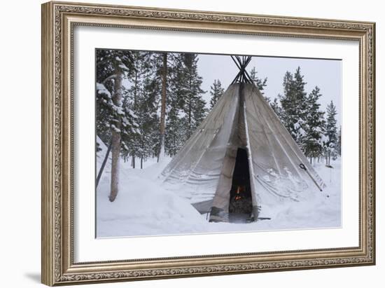 Sami (Laplander) Tent, Reindeer Safari, Jukkasjarvi, Sweden-Natalie Tepper-Framed Photo